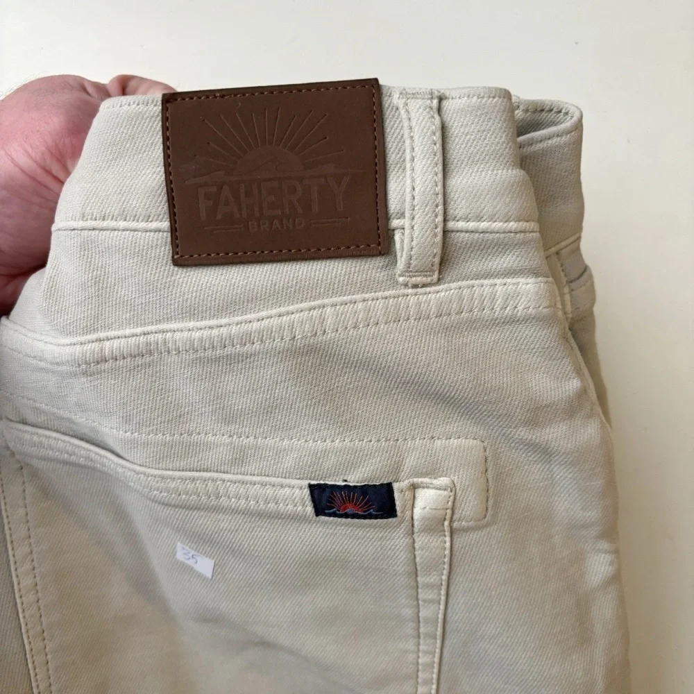 Faherty Stretch Terry 5-Pocket Pant Stone Men’s 35x34 NWOT Slim Straight - Picture 8 of 8